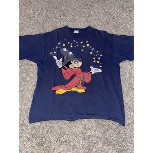 Vintage Disney Fantasia Mickey Mouse T-Shirt Sorcerer's Apprentice XL Glitter.